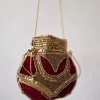 Bolso bombonera granate y dorada