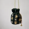 Bolso bombonera verde con piedras