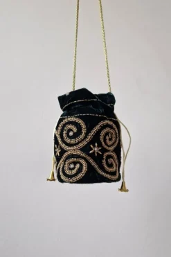 Bolso bombonera verde y dorada