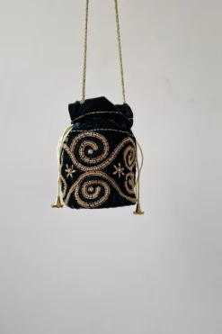Bolso bombonera verde y dorada