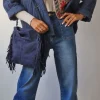 Bolso de ante con flecos azul marino