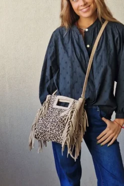 Bolso de ante con flecos y animal prit