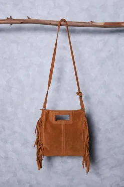 Bolso de ante con flecos camel