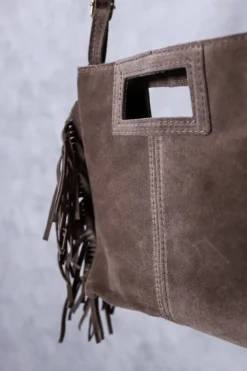 Bolso de ante con flecos topo