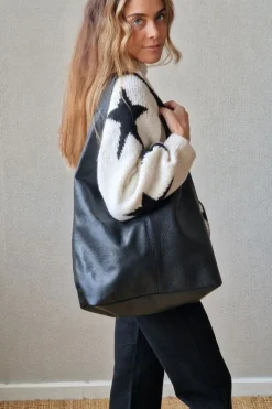 Bolso de hombro de piel negro