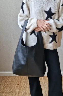 Bolso de hombro de piel negro