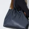 Bolso de piel modelos shopping azul marino con opción de personalizarlo