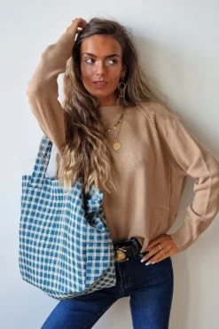 Bolso de tela acolchado con estampado de cuadros