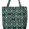 Bolso de tela estampada ikat verde botella con opción de personalizarlo