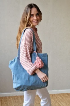 Bolso de tela vaquera clara con opción de personalizarlo