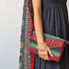 Bolso kilim verde y rojo