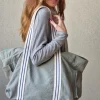 Bolso loneta gris con asas crudas