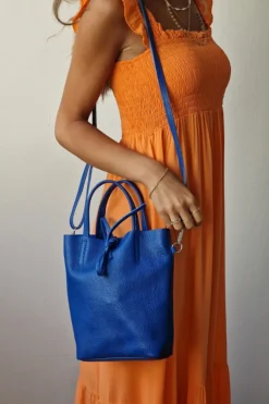 Bolso mini de piel azulón