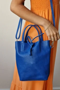 Bolso mini de piel azulón