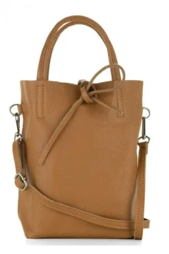Bolso mini de piel camel
