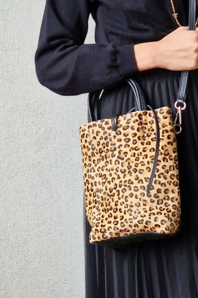 Bolso mini de piel de potro animal print
