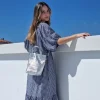 Bolso mini de piel plata bombonera night
