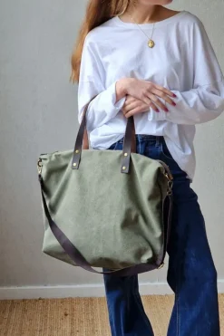 Bolso oversize de loneta verde