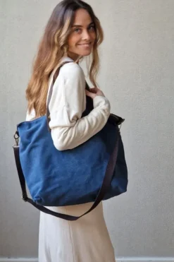 Bolso oversize loneta azul