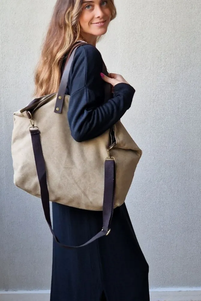 Bolso oversize loneta topo