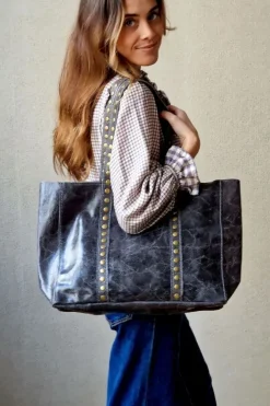 Bolso shopper tachuelas gris