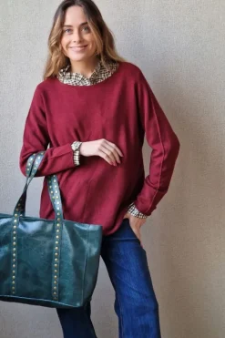 Bolso shopper tachuelas verde esmeralda