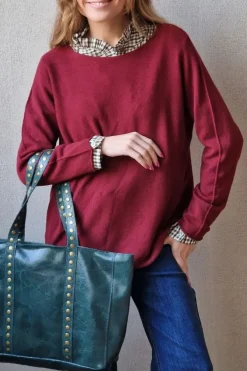 Bolso shopper tachuelas verde esmeralda