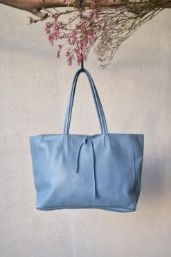 Bolso shopping con cremallera azul nude