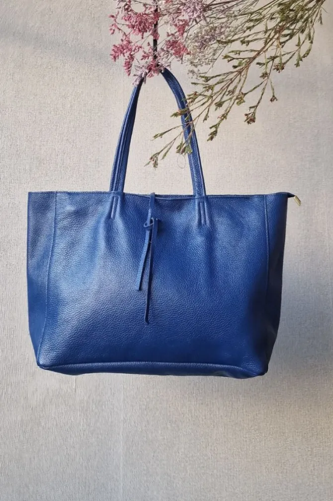 Bolso shopping con cremallera azulón