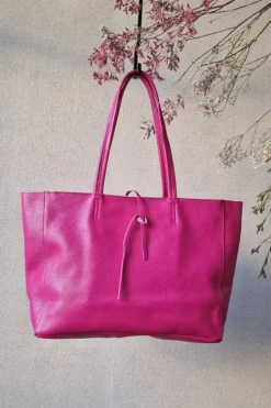 Bolso shopping con cremallera fucsia