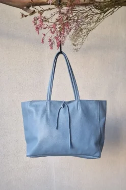 Bolso shopping con cremallera azul nude