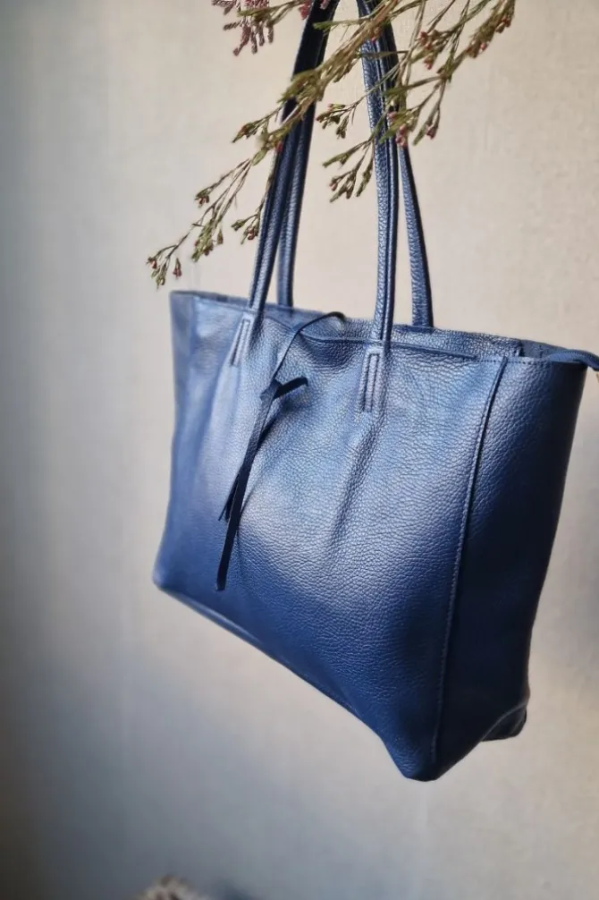 Bolso shopping con cremallera azulón