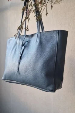 Bolso shopping con cremallera azul nude