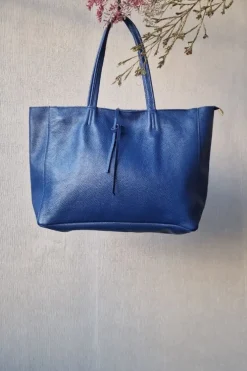 Bolso shopping con cremallera azulón