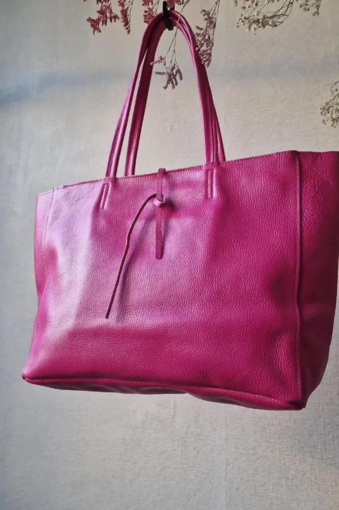 Bolso shopping con cremallera fucsia