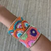Brazalete ajustable naranja flores