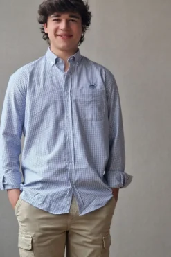 Camisa de cuadritos azul con botones