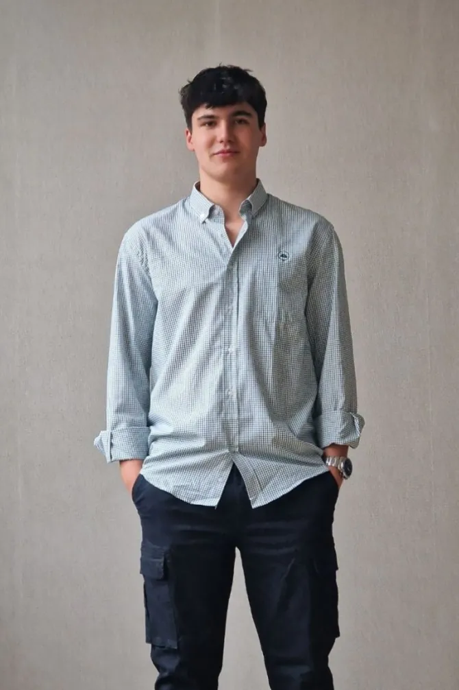 Camisa de cuadritos verde con botones