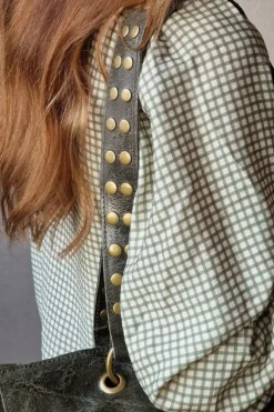Camisa de cuadros vichy con volante verde