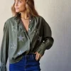 Camisa de estrellas brillos verde militar
