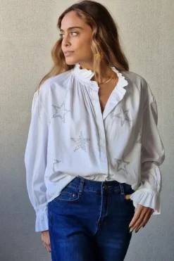 Camisa de estrellas brillos blanca