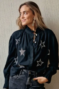 Camisa de estrellas brillos negra