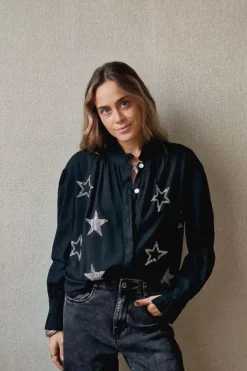 Camisa de estrellas brillos negra