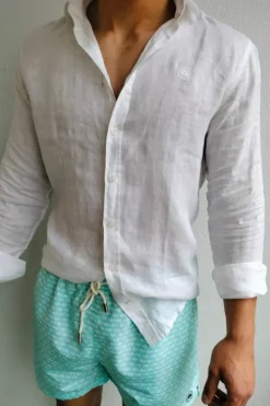 Camisa de lino hombre blanca