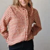 Camisa de mujer de cuadros vichy con volante caldero
