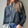 Camisa de rayas lurex plateadas negro