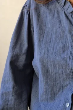 Camisa de rayas lurex plateadas azul