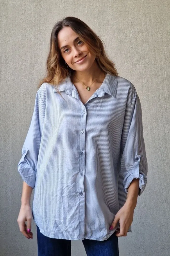 Camisa de rayas oversize azul