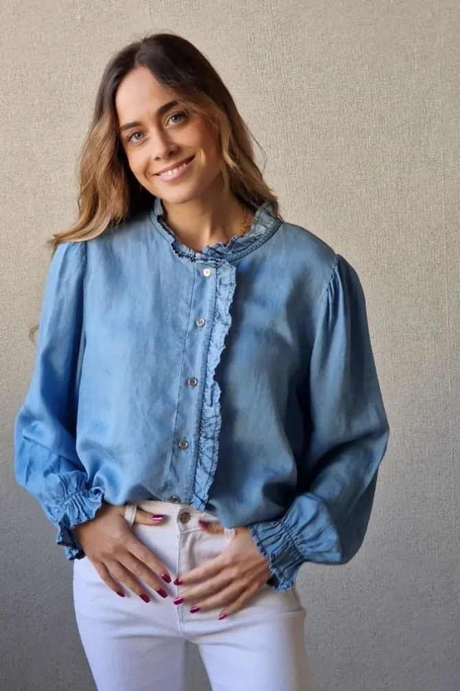 Camisa denim azul