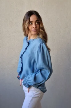 Camisa denim azul